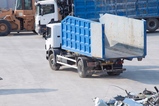 truck with open body near pile crumpled old scrap metalequipment recycling metal waste 135745 442 truck with open body near pile crumpled old scrap metalequipment recycling metal waste 135745 442